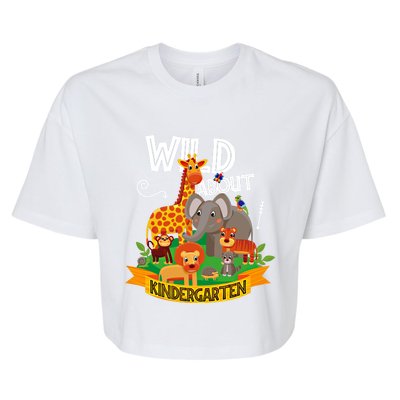 Wild About Kindergarten Funny Preschool Zoo Gift Bella+Canvas Jersey Crop Tee