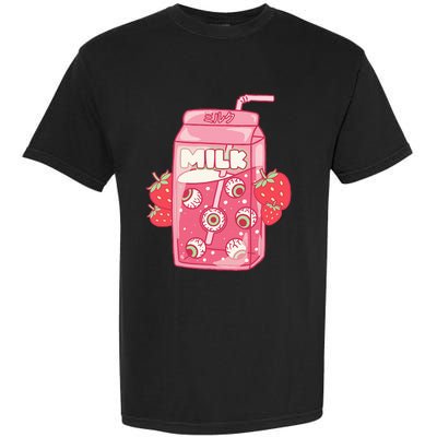 Weirdcore Aesthetic Kawaii Strawberry Milk Carton Eyeballs Garment-Dyed Heavyweight T-Shirt