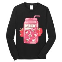 Weirdcore Aesthetic Kawaii Strawberry Milk Carton Eyeballs Long Sleeve Shirt