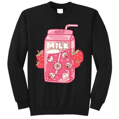 Weirdcore Aesthetic Kawaii Strawberry Milk Carton Eyeballs Sweatshirt