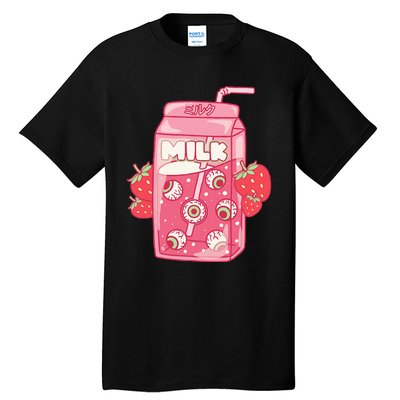 Weirdcore Aesthetic Kawaii Strawberry Milk Carton Eyeballs Tall T-Shirt