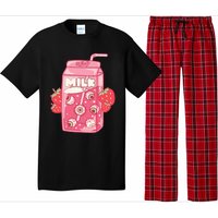 Weirdcore Aesthetic Kawaii Strawberry Milk Carton Eyeballs Pajama Set