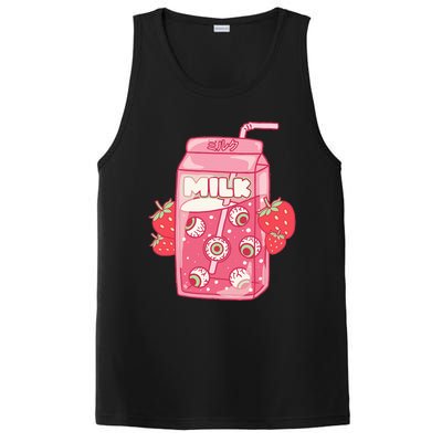 Weirdcore Aesthetic Kawaii Strawberry Milk Carton Eyeballs PosiCharge Competitor Tank