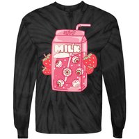 Weirdcore Aesthetic Kawaii Strawberry Milk Carton Eyeballs Tie-Dye Long Sleeve Shirt