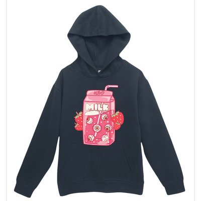 Weirdcore Aesthetic Kawaii Strawberry Milk Carton Eyeballs Urban Pullover Hoodie