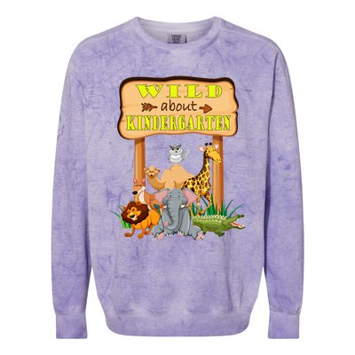 Wild About Kindergarten Funny Safari Zoo Preschool Meaningful Gift Colorblast Crewneck Sweatshirt