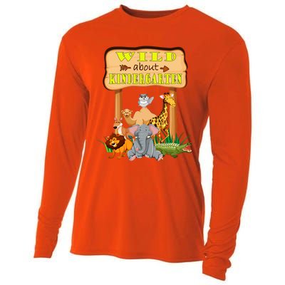 Wild About Kindergarten Funny Safari Zoo Preschool Meaningful Gift Cooling Performance Long Sleeve Crew