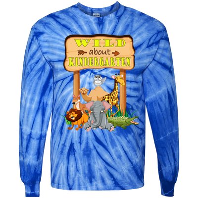 Wild About Kindergarten Funny Safari Zoo Preschool Meaningful Gift Tie-Dye Long Sleeve Shirt