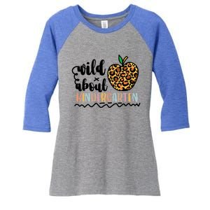 Wild About Kindergarten Leopard Back To School Teacher's Day Gift Women's Tri-Blend 3/4-Sleeve Raglan Shirt