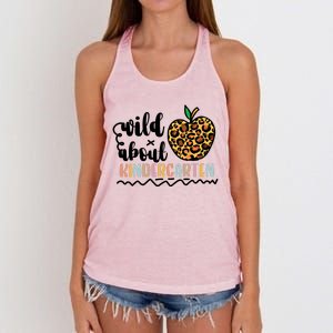 Wild About Kindergarten Leopard Back To School Teacher's Day Gift Women's Knotted Racerback Tank