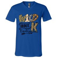 Wild About Kindergarten Leopard Print School Teacher Gift V-Neck T-Shirt