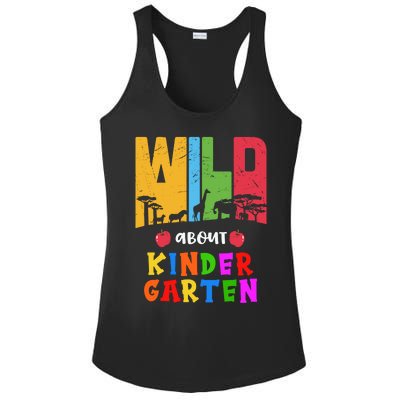 Wild About Kindergarten Teacher Back To School Gift Ladies PosiCharge Competitor Racerback Tank