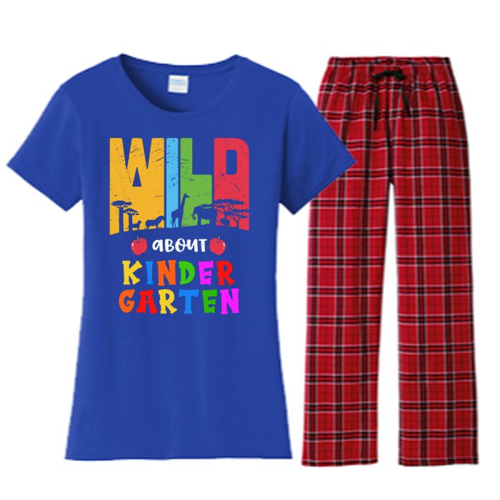 Wild About Kindergarten Teacher Back To School Gift Women's Flannel Pajama Set