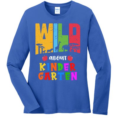 Wild About Kindergarten Teacher Back To School Gift Ladies Long Sleeve Shirt