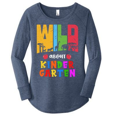 Wild About Kindergarten Teacher Back To School Gift Women's Perfect Tri Tunic Long Sleeve Shirt