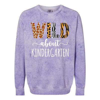 Wild About Kindergarten Teacher Leopard Print Gift Colorblast Crewneck Sweatshirt