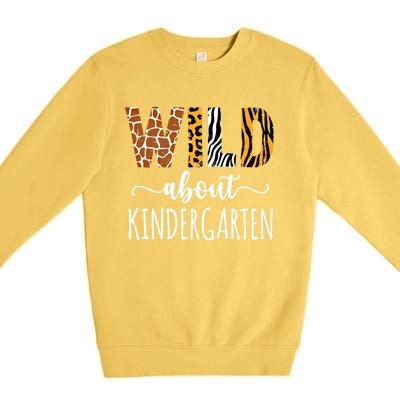 Wild About Kindergarten Teacher Leopard Print Gift Premium Crewneck Sweatshirt