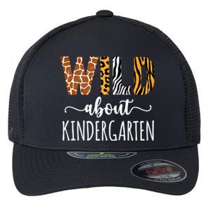 Wild About Kindergarten Teacher Leopard Print Gift Flexfit Unipanel Trucker Cap