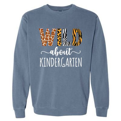 Wild About Kindergarten Teacher Leopard Print Gift Garment-Dyed Sweatshirt