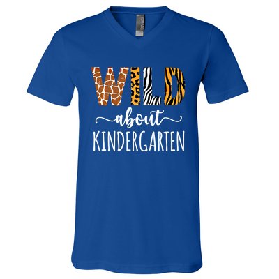 Wild About Kindergarten Teacher Leopard Print Gift V-Neck T-Shirt