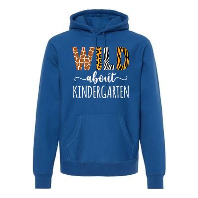 Wild About Kindergarten Teacher Leopard Print Gift Premium Hoodie