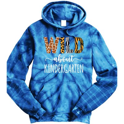 Wild About Kindergarten Teacher Leopard Print Gift Tie Dye Hoodie