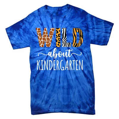 Wild About Kindergarten Teacher Leopard Print Gift Tie-Dye T-Shirt