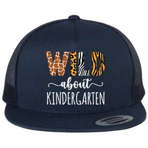 Wild About Kindergarten Teacher Leopard Print Gift Flat Bill Trucker Hat