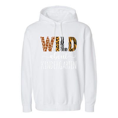 Wild About Kindergarten Teacher Leopard Print Gift Garment-Dyed Fleece Hoodie