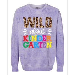 Wild About Kindergarten Teacher Gift Back To School Leopard Meaningful Gift Colorblast Crewneck Sweatshirt