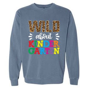 Wild About Kindergarten Teacher Gift Back To School Leopard Meaningful Gift Garment-Dyed Sweatshirt