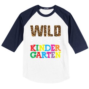 Wild About Kindergarten Teacher Gift Back To School Leopard Meaningful Gift Baseball Sleeve Shirt