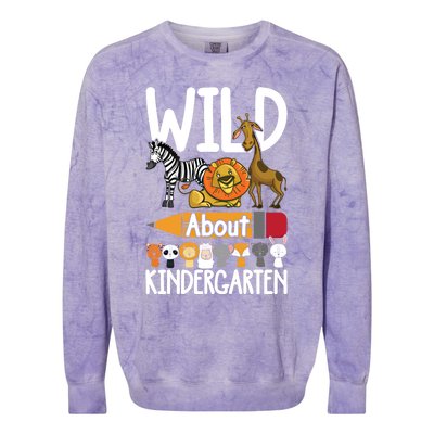 Wild About Kindergarten Back To School Teacher Student Gift Colorblast Crewneck Sweatshirt