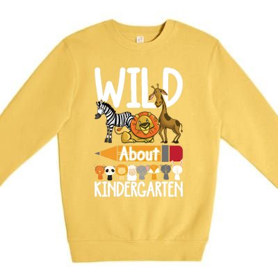 Wild About Kindergarten Back To School Teacher Student Gift Premium Crewneck Sweatshirt