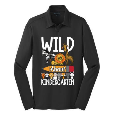 Wild About Kindergarten Back To School Teacher Student Gift Silk Touch Performance Long Sleeve Polo