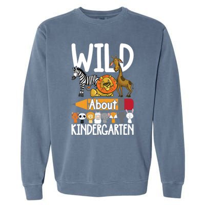 Wild About Kindergarten Back To School Teacher Student Gift Garment-Dyed Sweatshirt