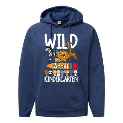 Wild About Kindergarten Back To School Teacher Student Gift Performance Fleece Hoodie