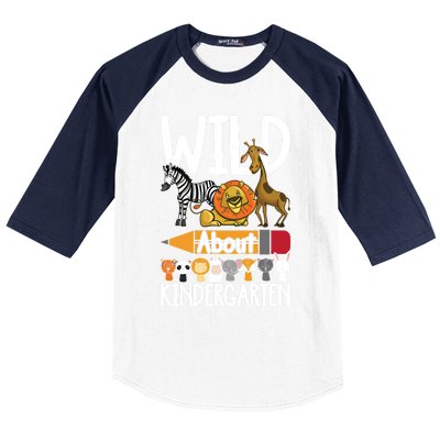 Wild About Kindergarten Back To School Teacher Student Gift Baseball Sleeve Shirt