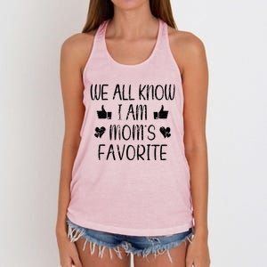 We All Know Im Moms Favorite Funny Favorite Retro Meaningful Gift Women's Knotted Racerback Tank