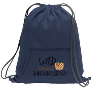 Wild About Kindergarten Leopard School Grade Teacher Gift Sweatshirt Cinch Pack Bag