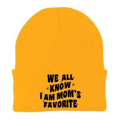 We All Know I'm Mom's Favorite Funny Favorite Groovy Cool Gift Knit Cap Winter Beanie