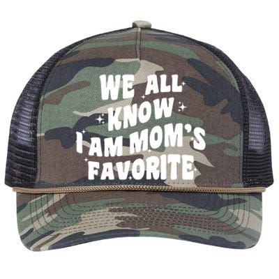 We All Know I'm Mom's Favorite Funny Favorite Groovy Cool Gift Retro Rope Trucker Hat Cap