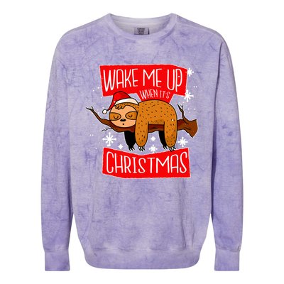 Wake Me Up When It's Christmas Funny Sloth Colorblast Crewneck Sweatshirt