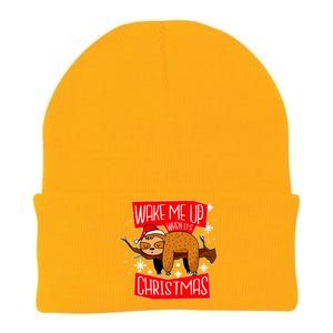 Wake Me Up When It's Christmas Funny Sloth Knit Cap Winter Beanie