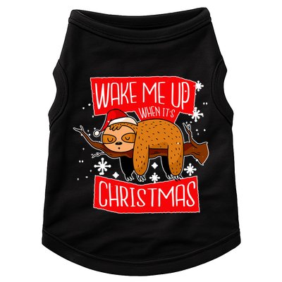 Wake Me Up When It's Christmas Funny Sloth Doggie Tank