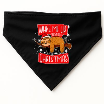 Wake Me Up When It's Christmas Funny Sloth USA-Made Doggie Bandana