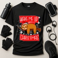 Wake Me Up When It's Christmas Funny Sloth Performance Shirt