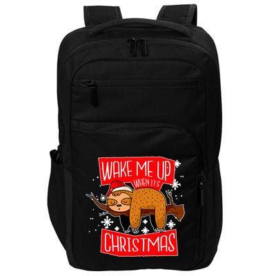 Wake Me Up When It's Christmas Funny Sloth Impact Tech Backpack