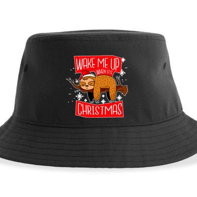 Wake Me Up When It's Christmas Funny Sloth Sustainable Bucket Hat