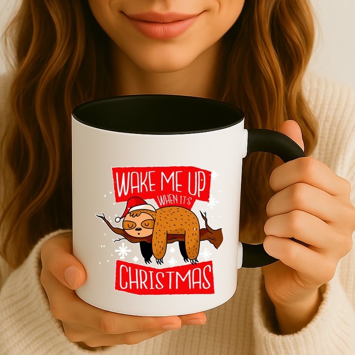 Wake Me Up When It's Christmas Funny Sloth Mug